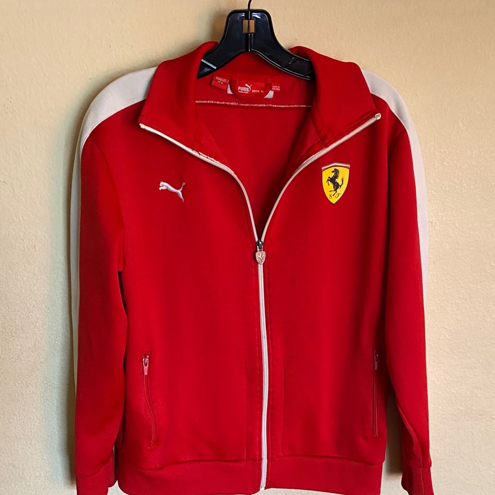 Puma Kids Red and White Ferrari Jacket